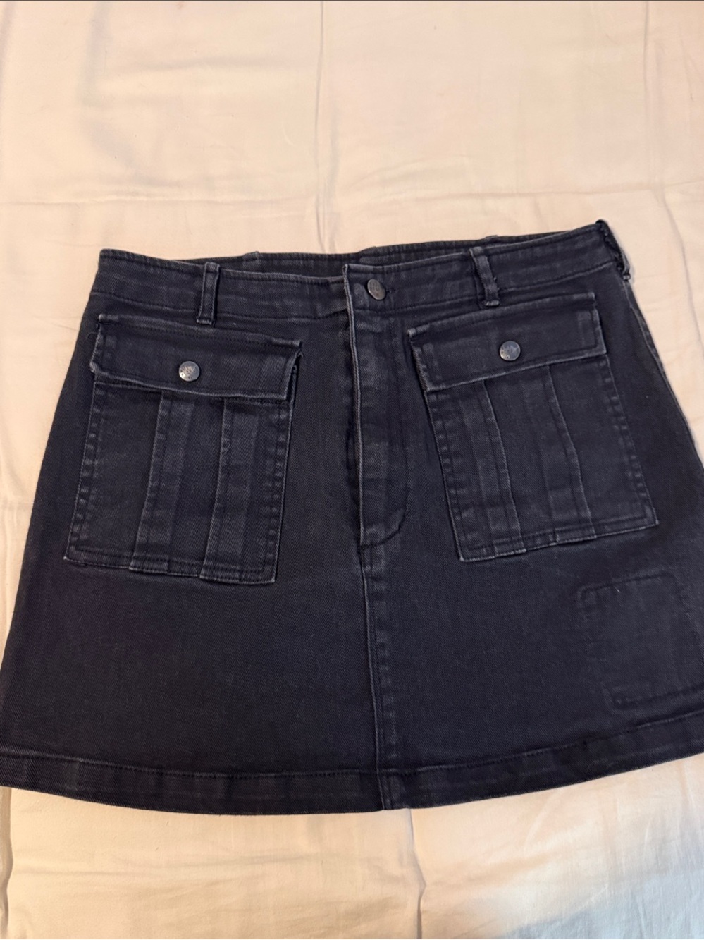 The People Vs. Black Denim Utility Mini Skirt